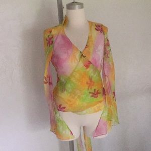 GORGEOUS FLORES & FLORES SILK TOP SIZE 10